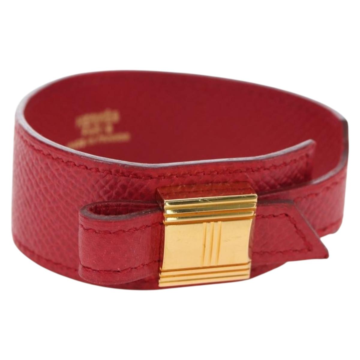 HERMES Artemis Bracelet Leather Red Auth 202720M
