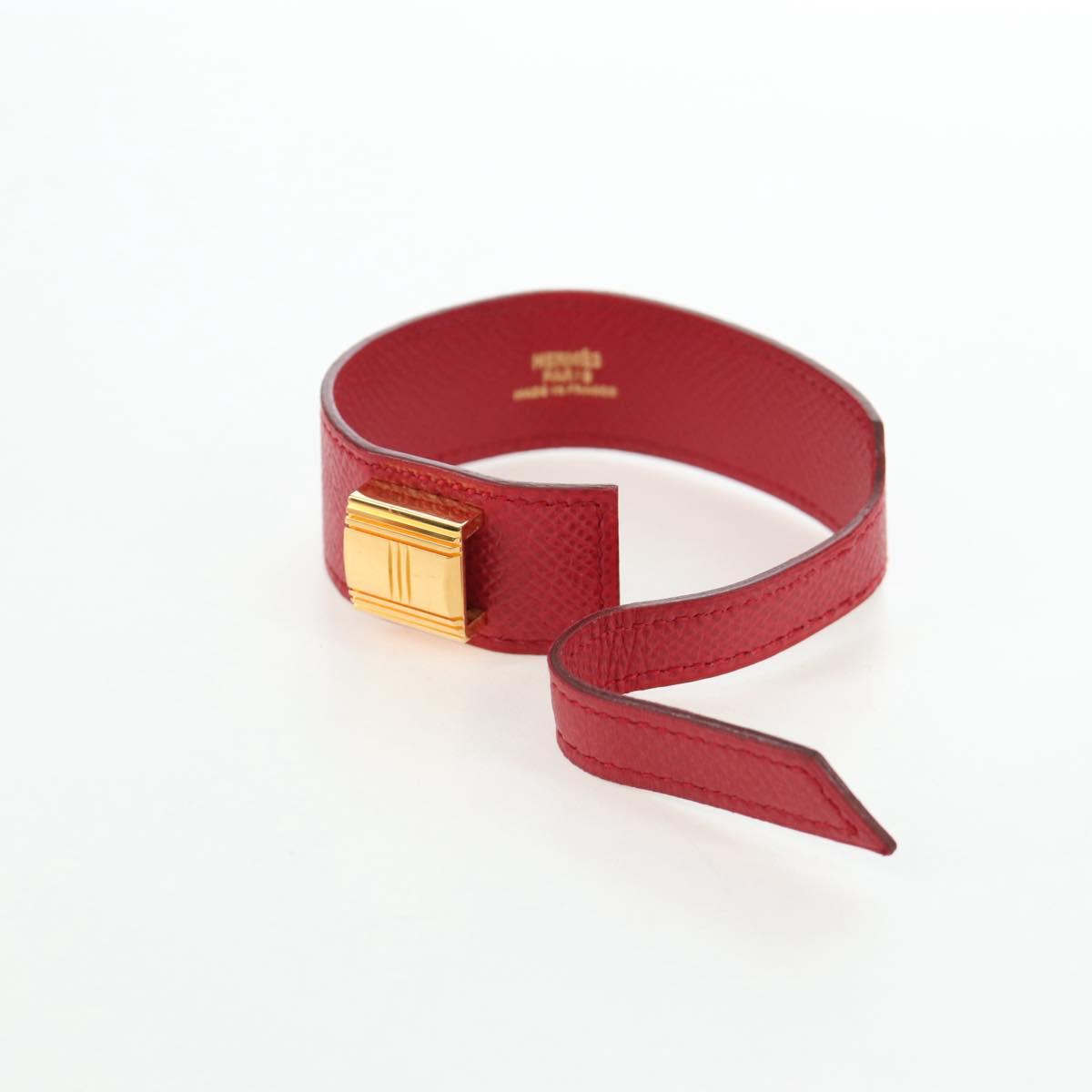 HERMES Artemis Bracelet Leather Red Auth 202720M