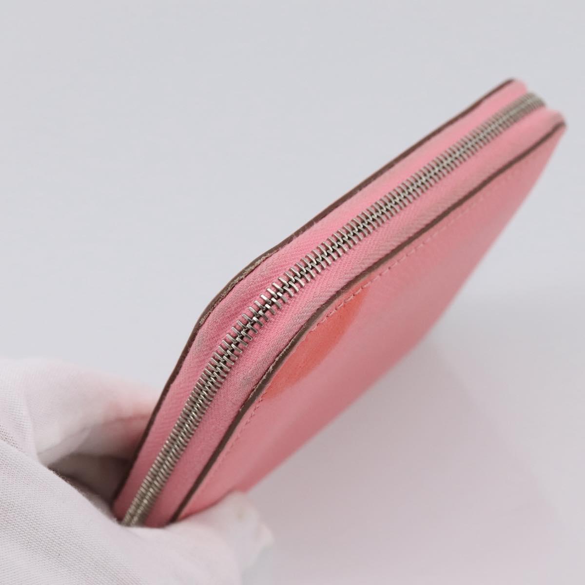 HERMES Azap Silk In Wallet Leather Pink Silver Auth 202722
