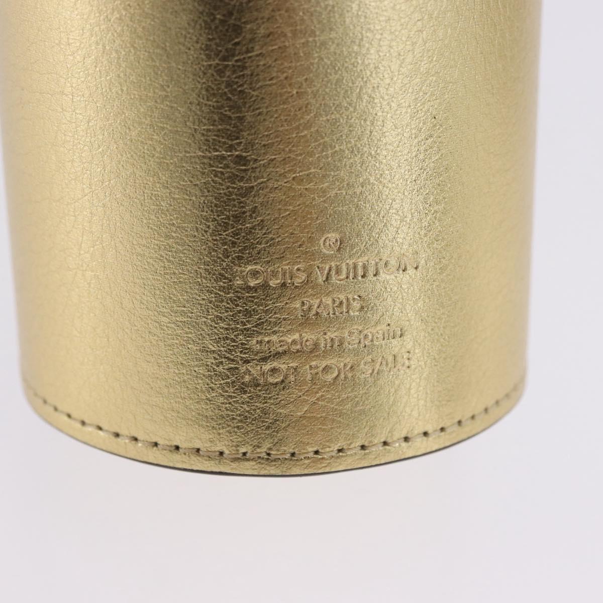 LOUIS VUITTON Monogram Pocrayon Gaston Pen Case Gold LV Auth 202723A
