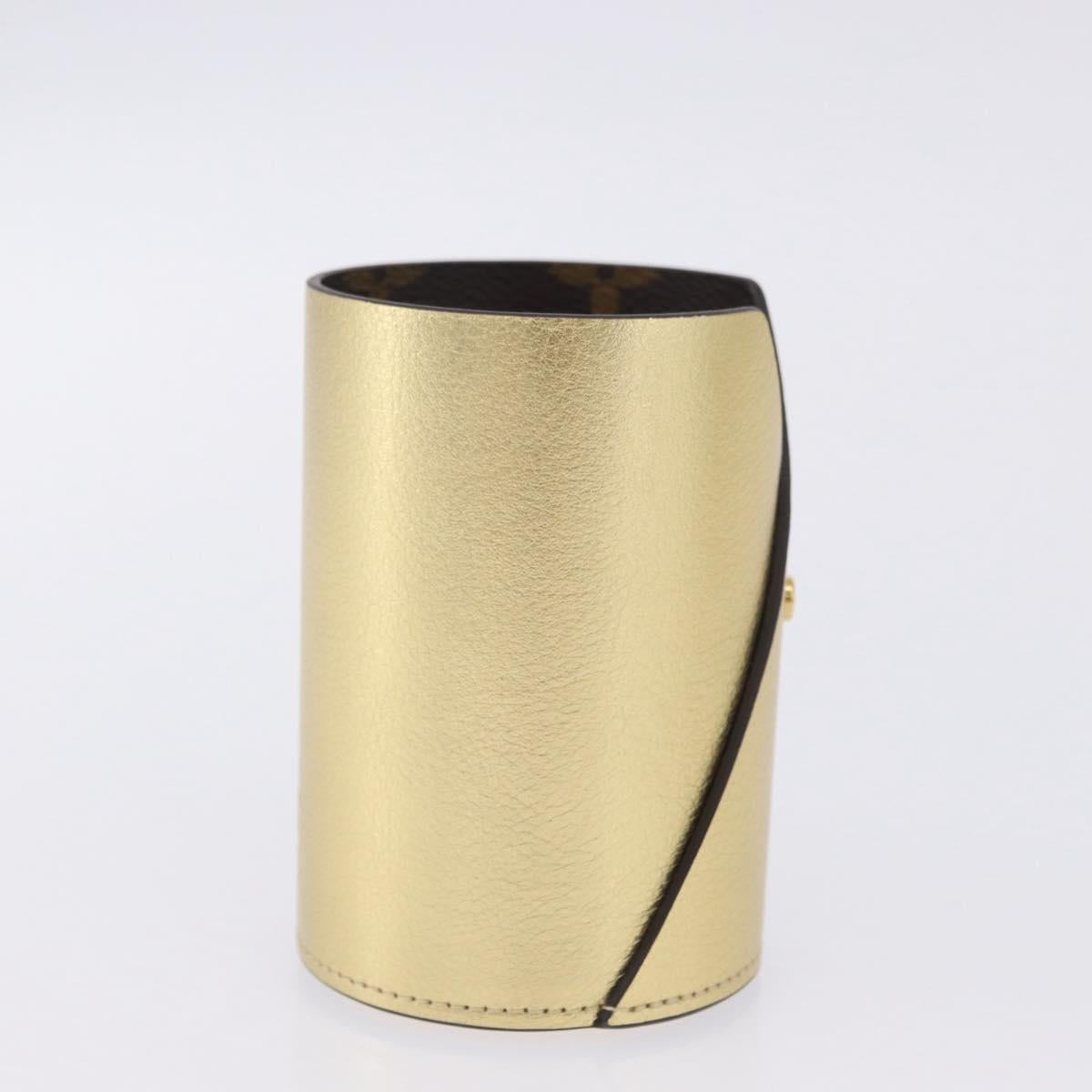 LOUIS VUITTON Monogram Pocrayon Gaston Pen Case Gold LV Auth 202723A