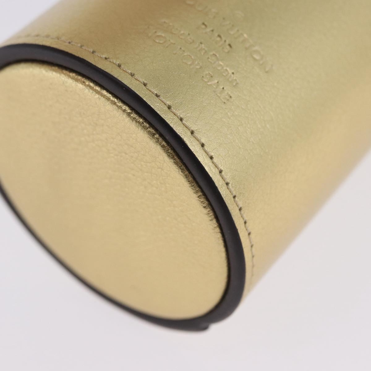 LOUIS VUITTON Monogram Pocrayon Gaston Pen Case Gold LV Auth 202723A