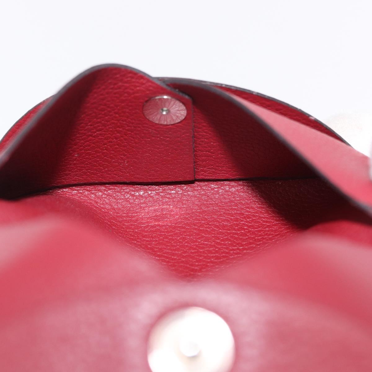 HERMES Calvi Card Case Leather Red Auth 202724M