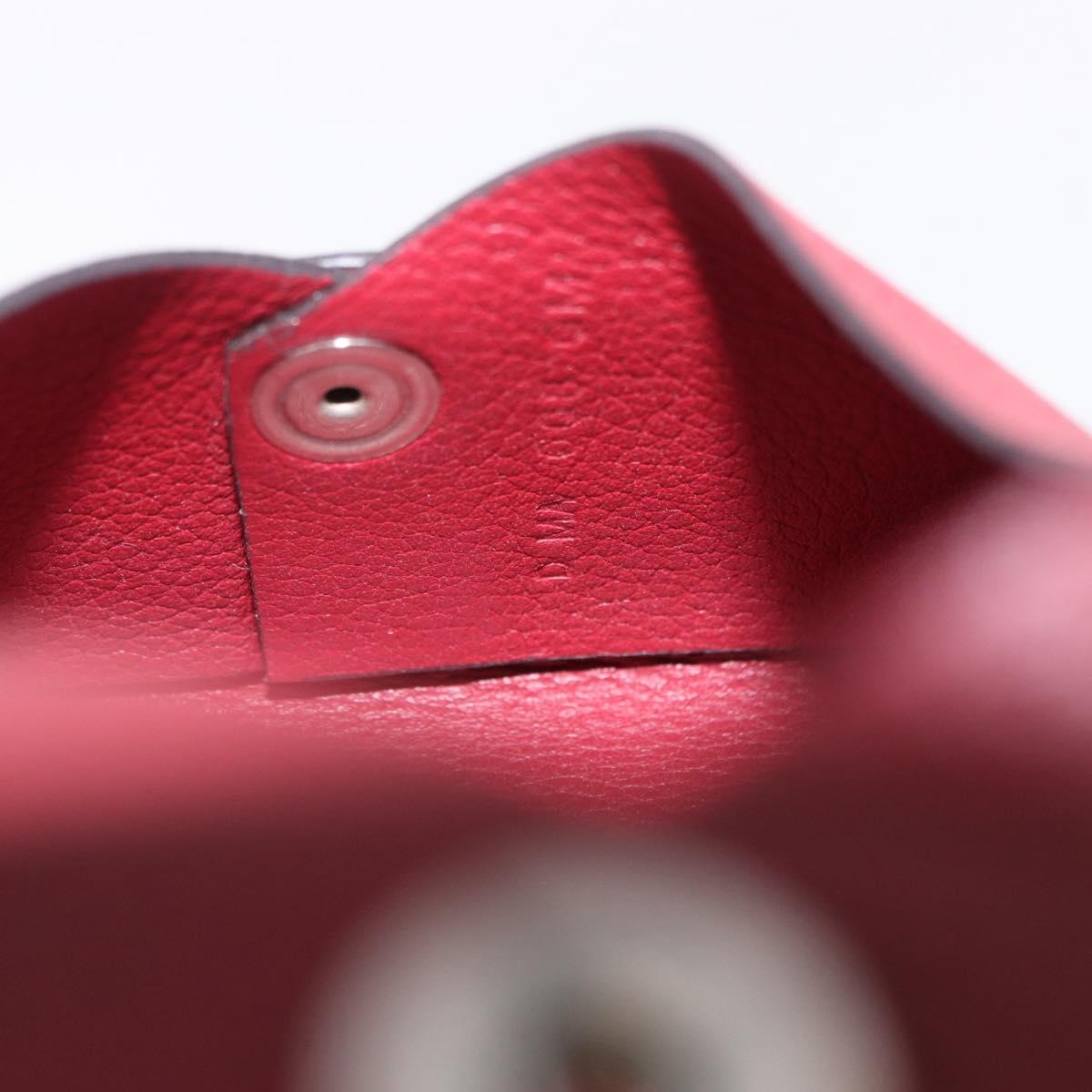 HERMES Calvi Card Case Leather Red Auth 202724M