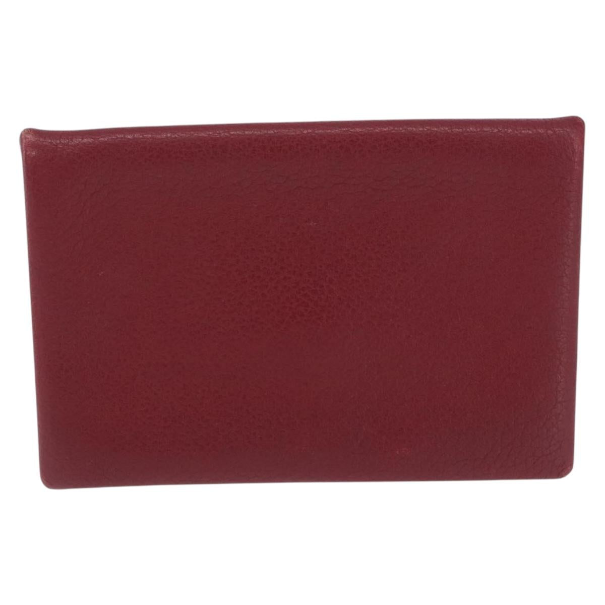HERMES Calvi Card Case Leather Red Auth 202724M