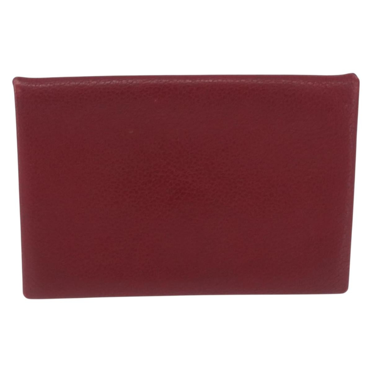 HERMES Calvi Card Case Leather Red Auth 202724M