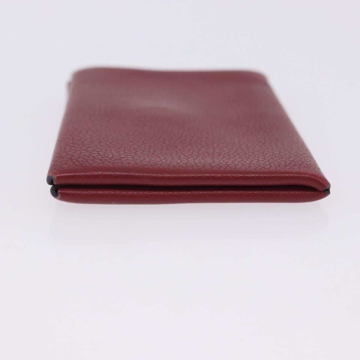 HERMES Calvi Card Case Leather Red Auth 202724M