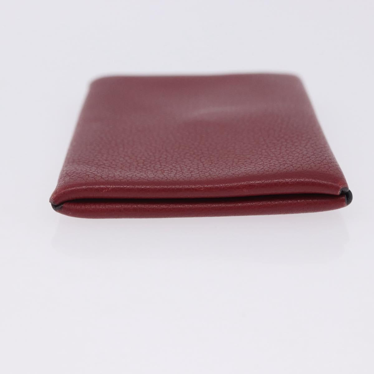 HERMES Calvi Card Case Leather Red Auth 202724M