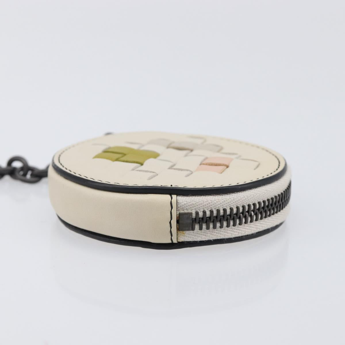 BOTTEGA VENETA INTRECCIATO Coin Purse Leather Ivory Auth 202725A