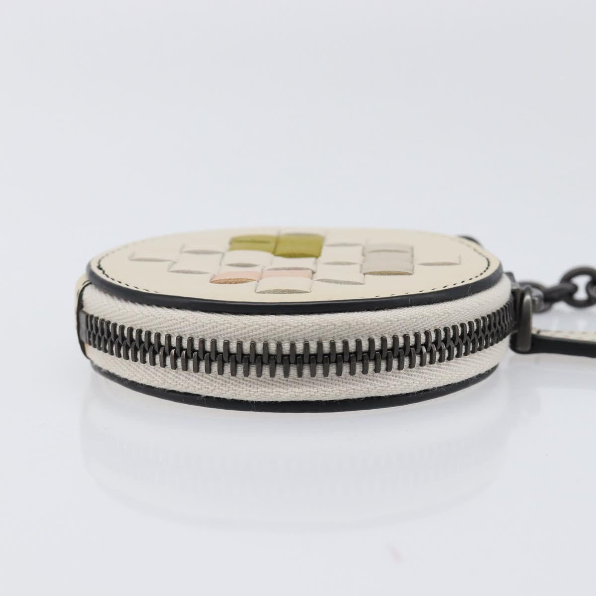 BOTTEGA VENETA INTRECCIATO Coin Purse Leather Ivory Auth 202725A