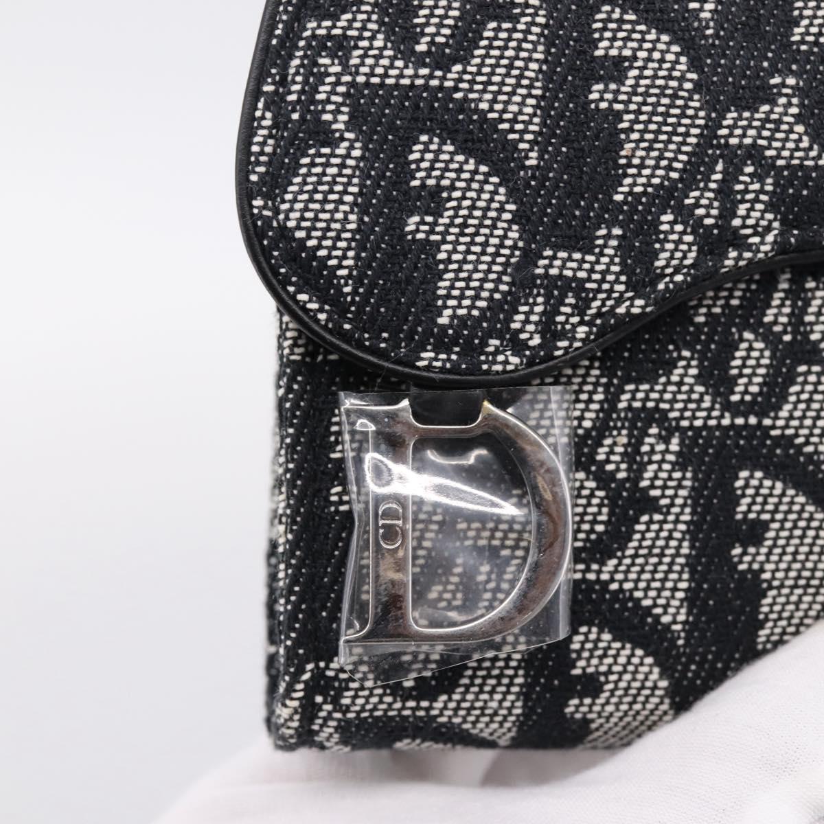 Christian Dior Trotter Canvas Saddle Pouch Gray Silver Auth 202727V