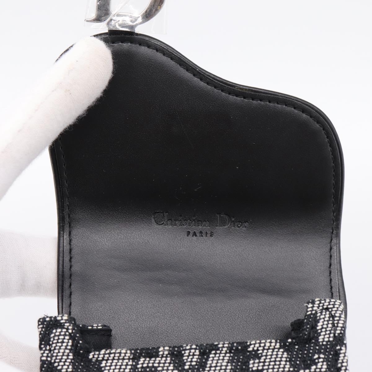Christian Dior Trotter Canvas Saddle Pouch Gray Silver Auth 202727V