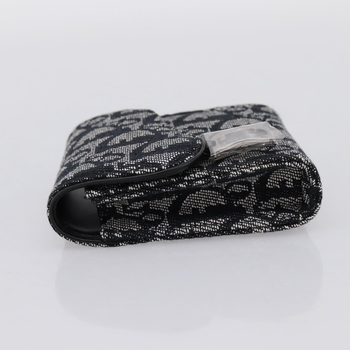 Christian Dior Trotter Canvas Saddle Pouch Gray Silver Auth 202727V