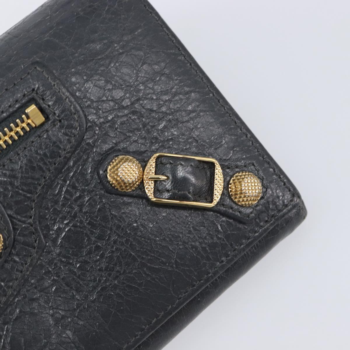 BALENCIAGA Classic Continental Zip Wallet Leather Gray Gold 253054 Auth 202730A