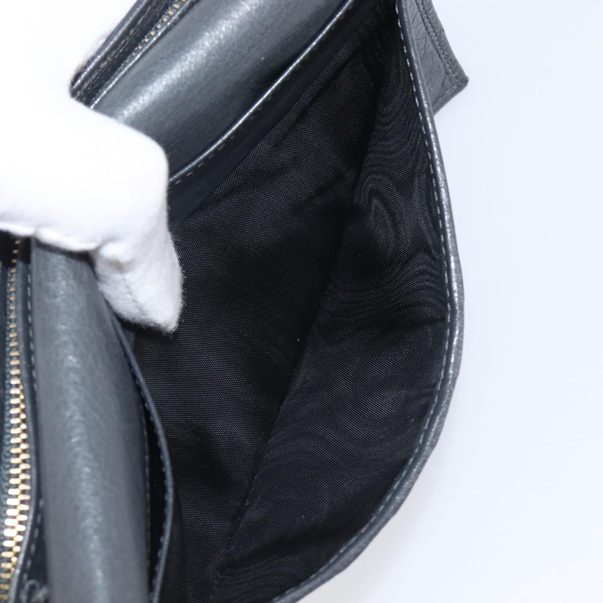 BALENCIAGA Classic Continental Zip Wallet Leather Gray Gold 253054 Auth 202730A