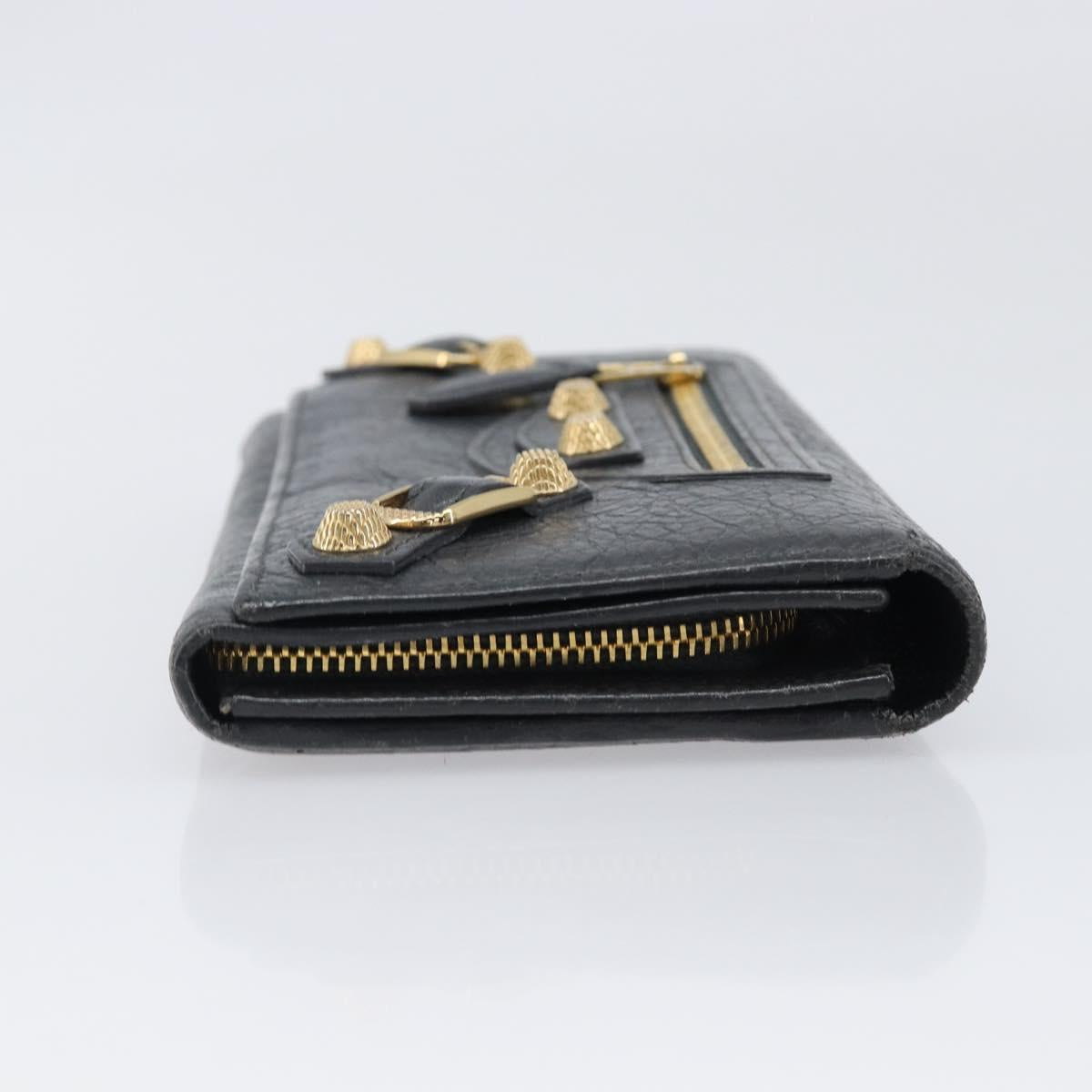 BALENCIAGA Classic Continental Zip Wallet Leather Gray Gold 253054 Auth 202730A