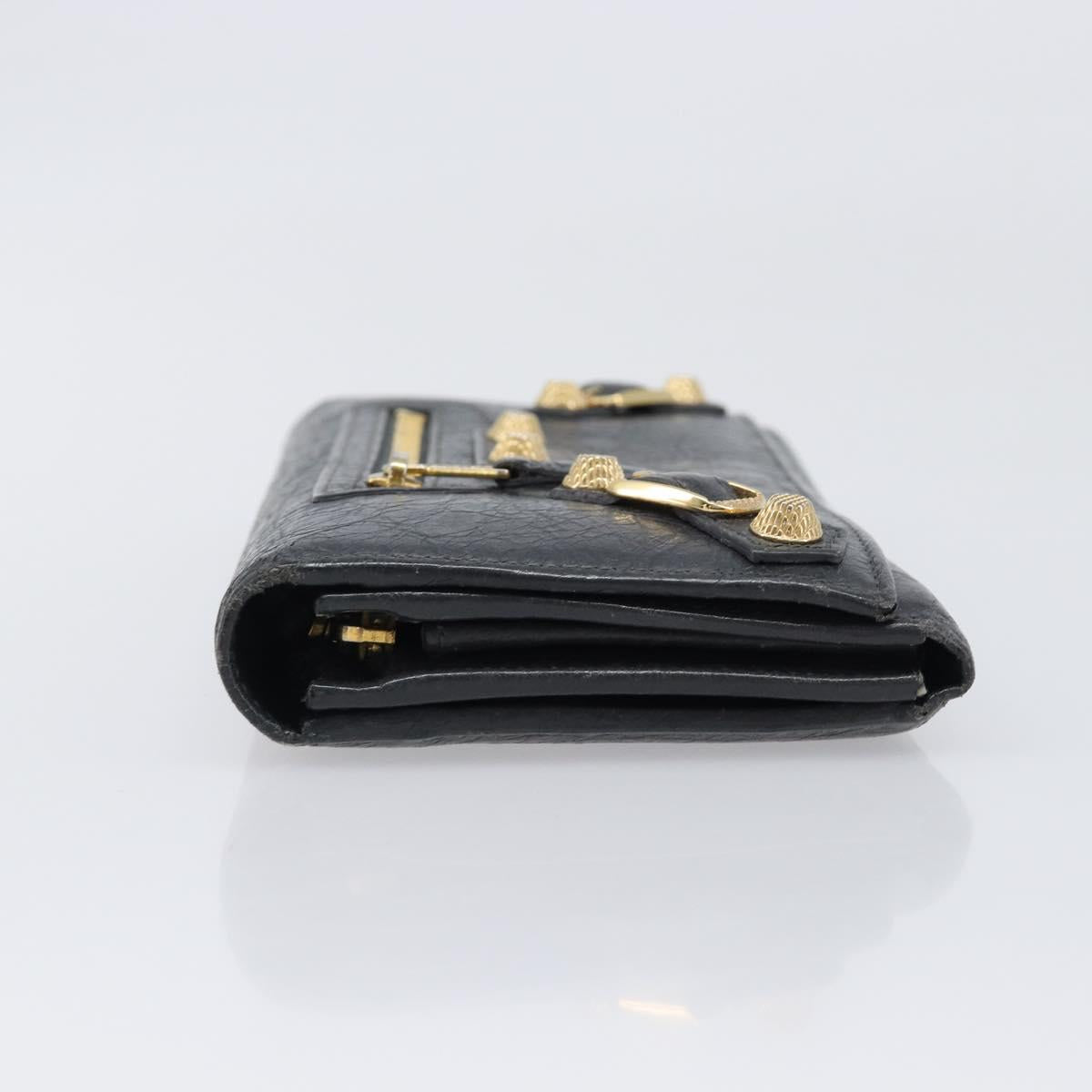 BALENCIAGA Classic Continental Zip Wallet Leather Gray Gold 253054 Auth 202730A