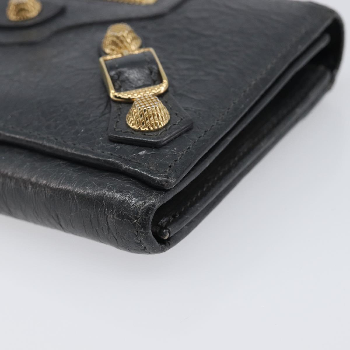 BALENCIAGA Classic Continental Zip Wallet Leather Gray Gold 253054 Auth 202730A