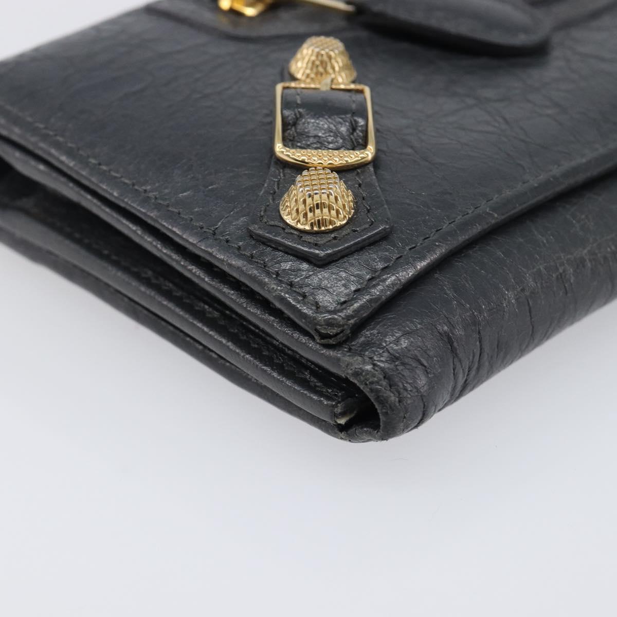 BALENCIAGA Classic Continental Zip Wallet Leather Gray Gold 253054 Auth 202730A