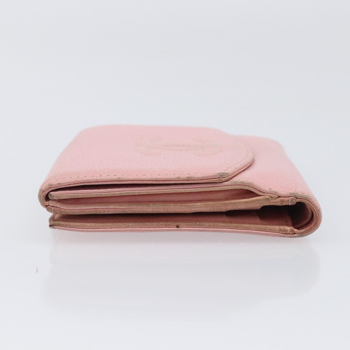 CHANEL Wallet Caviar Skin Pink Gold CC Auth 202731