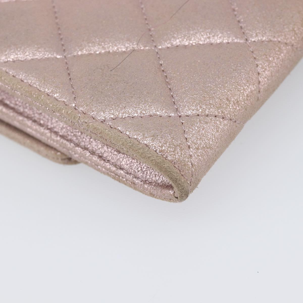 CHANEL Matelasse Wallet Canvas Pink Silver CC Auth 202732