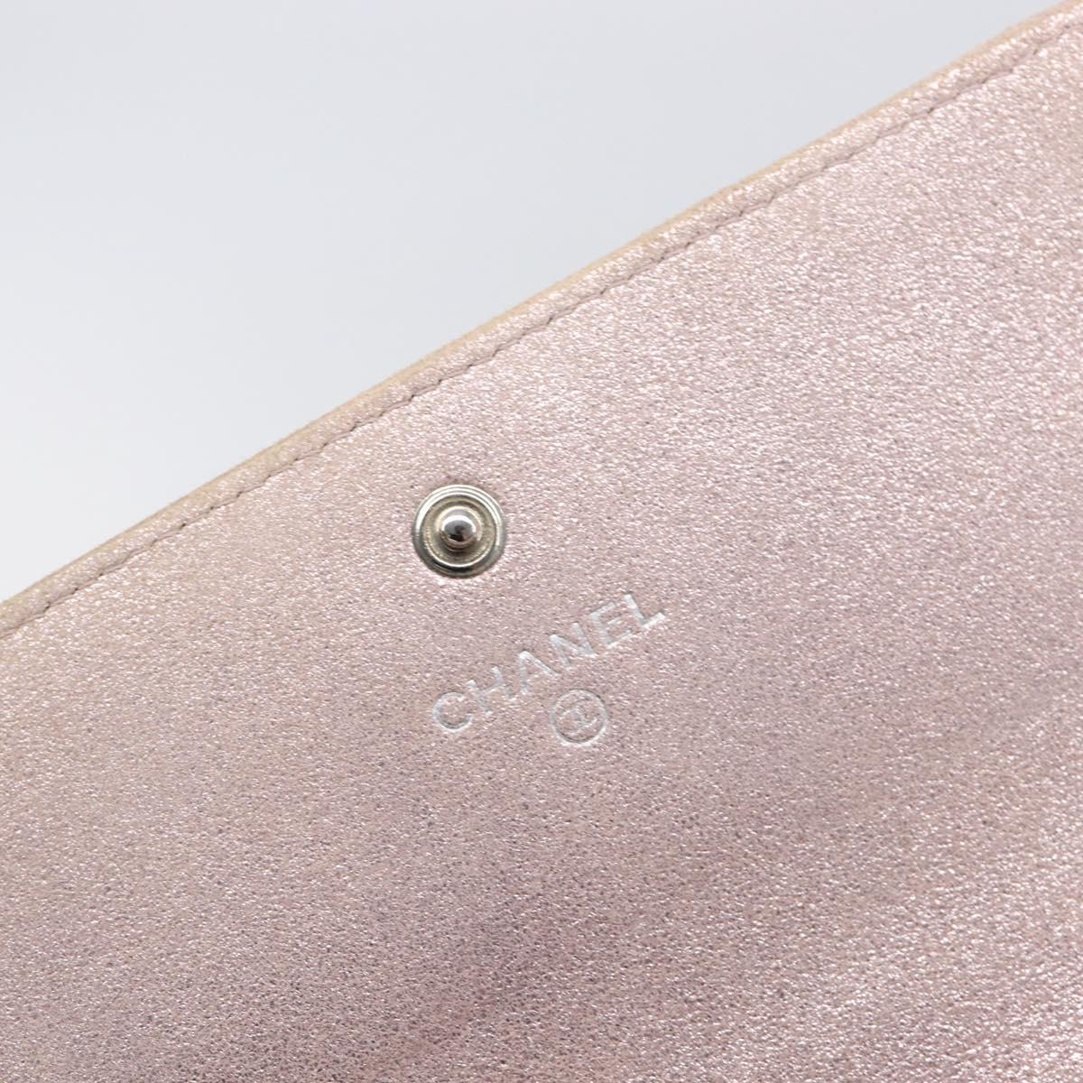CHANEL Matelasse Wallet Canvas Pink Silver CC Auth 202732