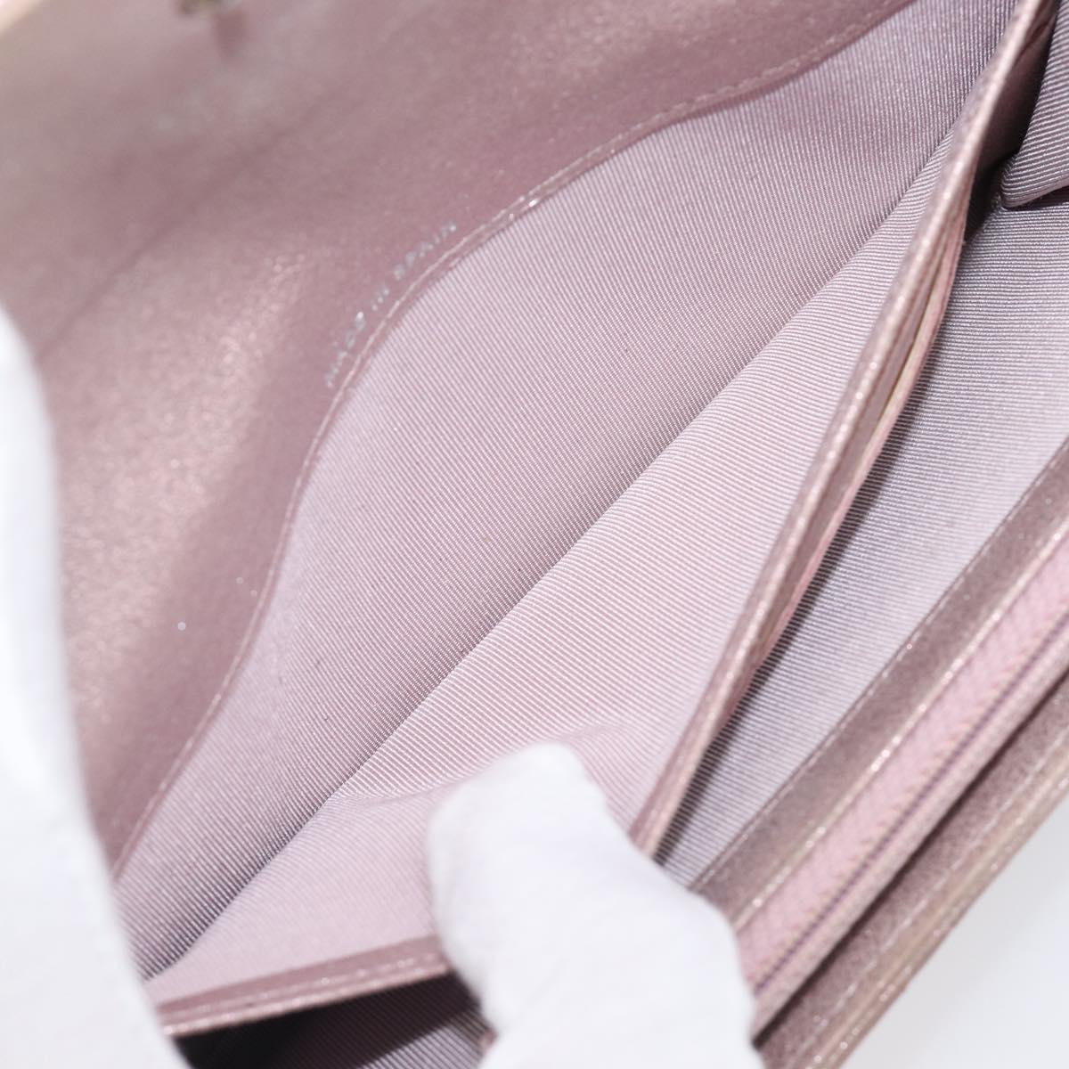 CHANEL Matelasse Wallet Canvas Pink Silver CC Auth 202732