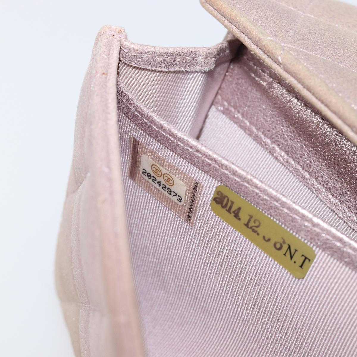 CHANEL Matelasse Wallet Canvas Pink Silver CC Auth 202732
