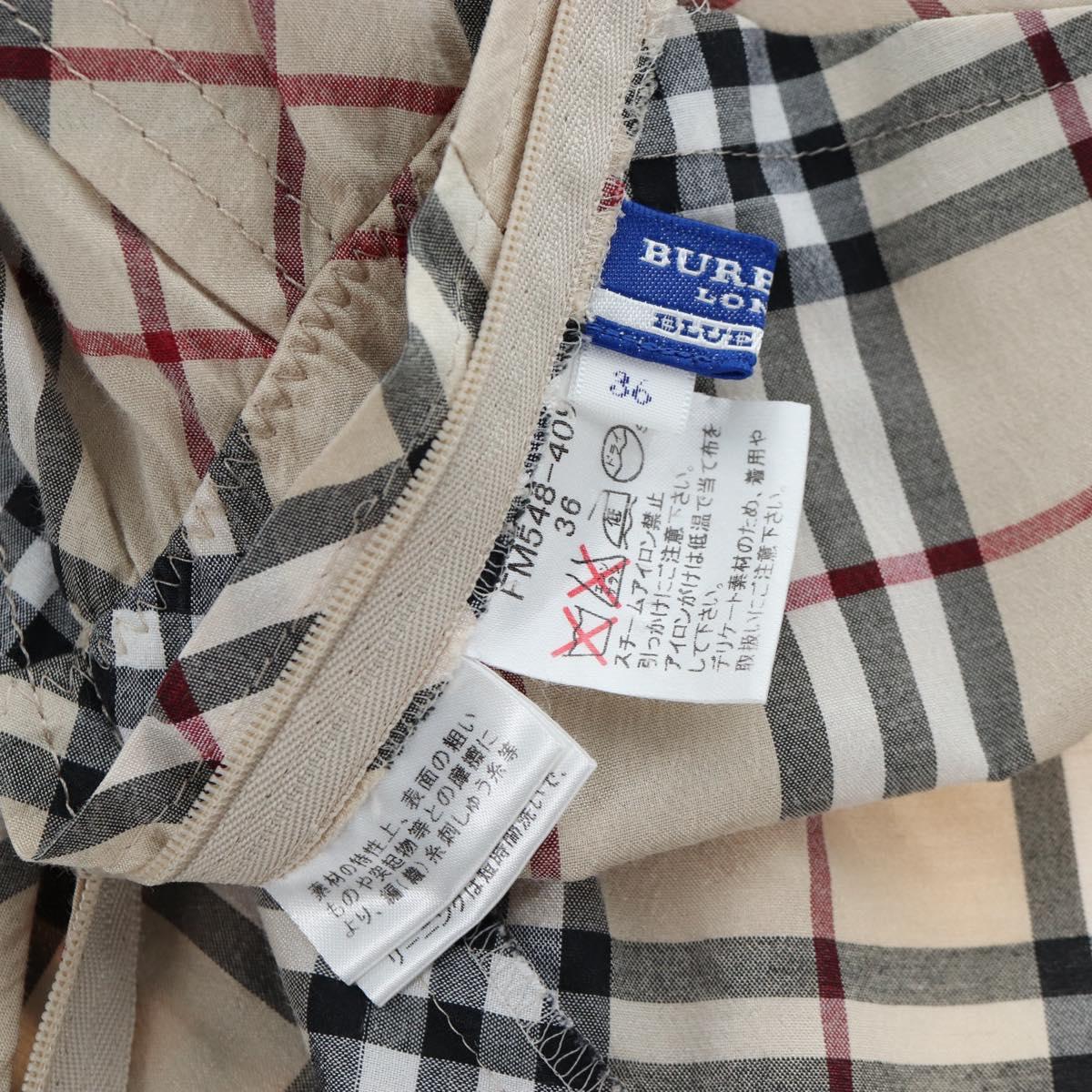 BURBERRY One Piece Nova Check Blue Label Polyester Cotton 36 Beige Auth 202734M