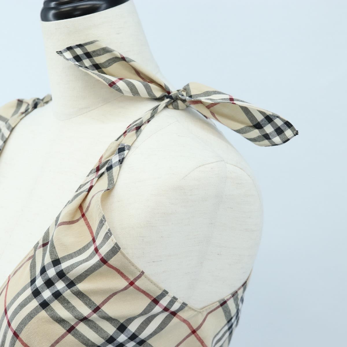 BURBERRY One Piece Nova Check Blue Label Polyester Cotton 36 Beige Auth 202734M