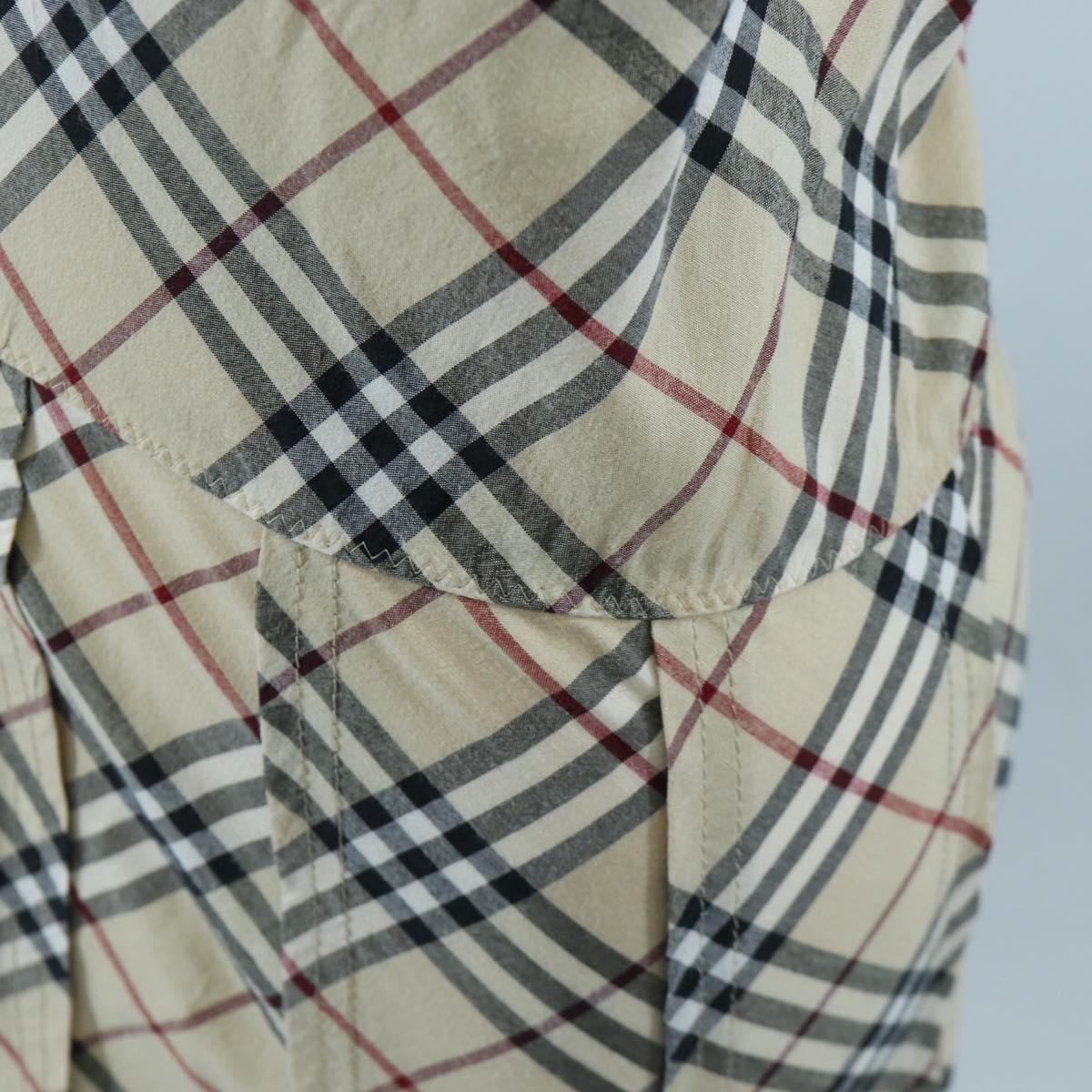 BURBERRY One Piece Nova Check Blue Label Polyester Cotton 36 Beige Auth 202734M