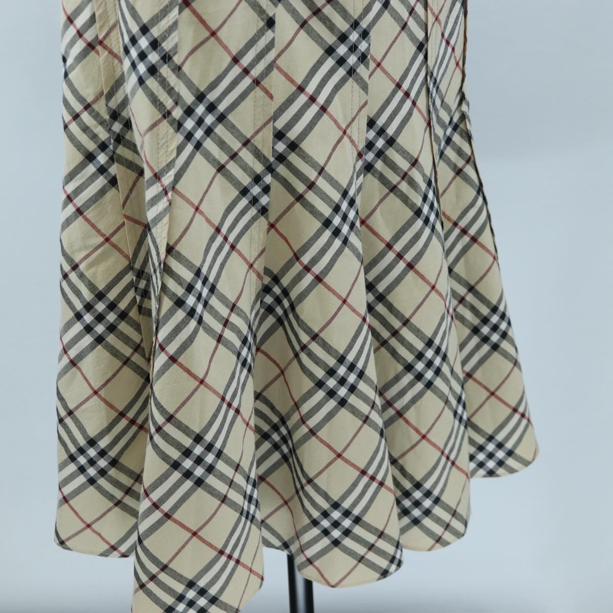 BURBERRY One Piece Nova Check Blue Label Polyester Cotton 36 Beige Auth 202734M