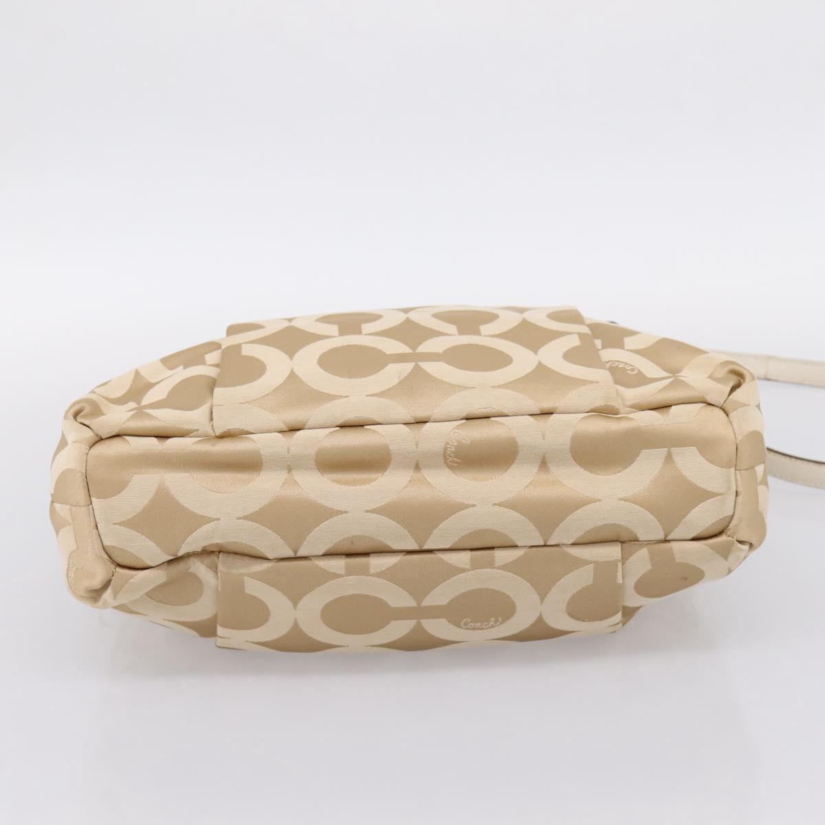 Coach Shoulder Bag Nylon 2way Beige Gold Auth 202750A