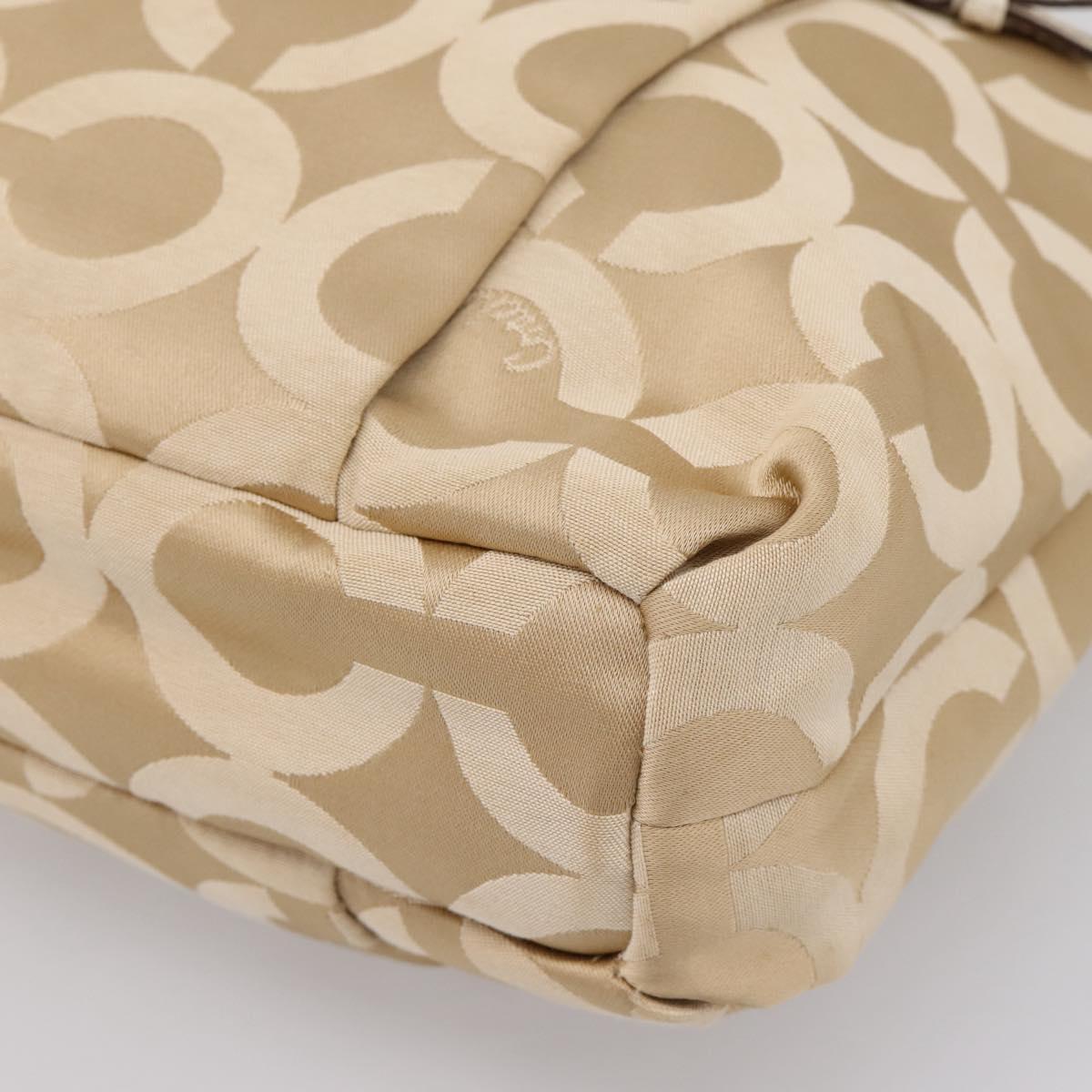 Coach Shoulder Bag Nylon 2way Beige Gold Auth 202750A