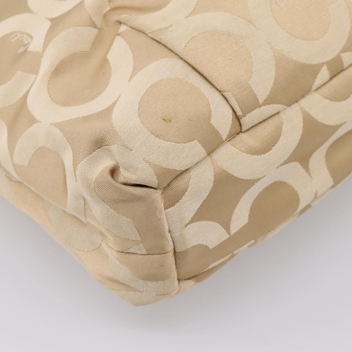 Coach Shoulder Bag Nylon 2way Beige Gold Auth 202750A