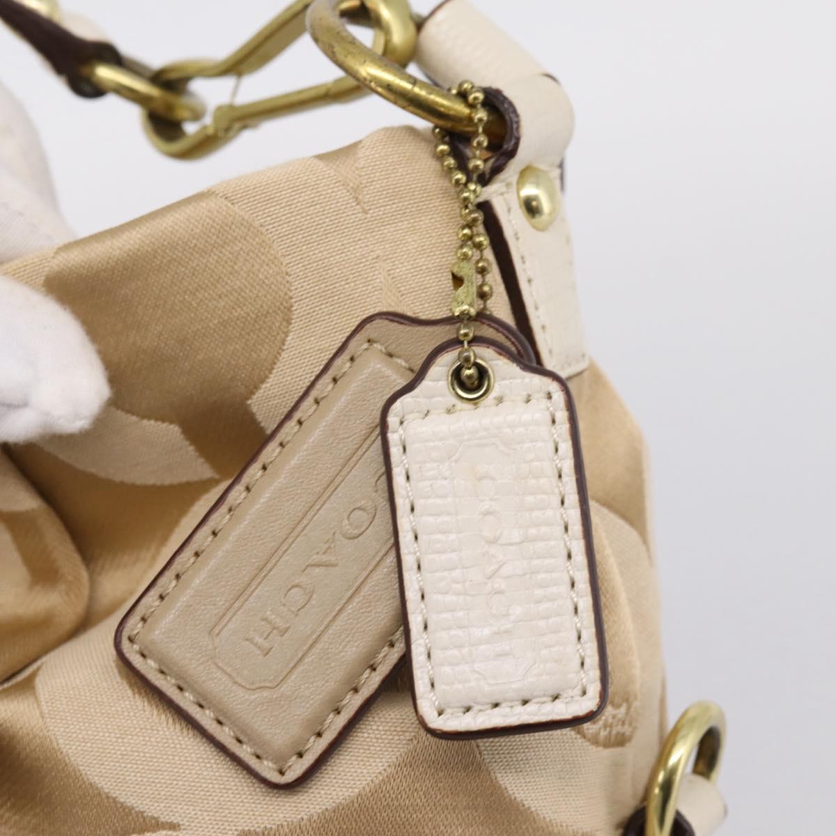 Coach Shoulder Bag Nylon 2way Beige Gold Auth 202750A