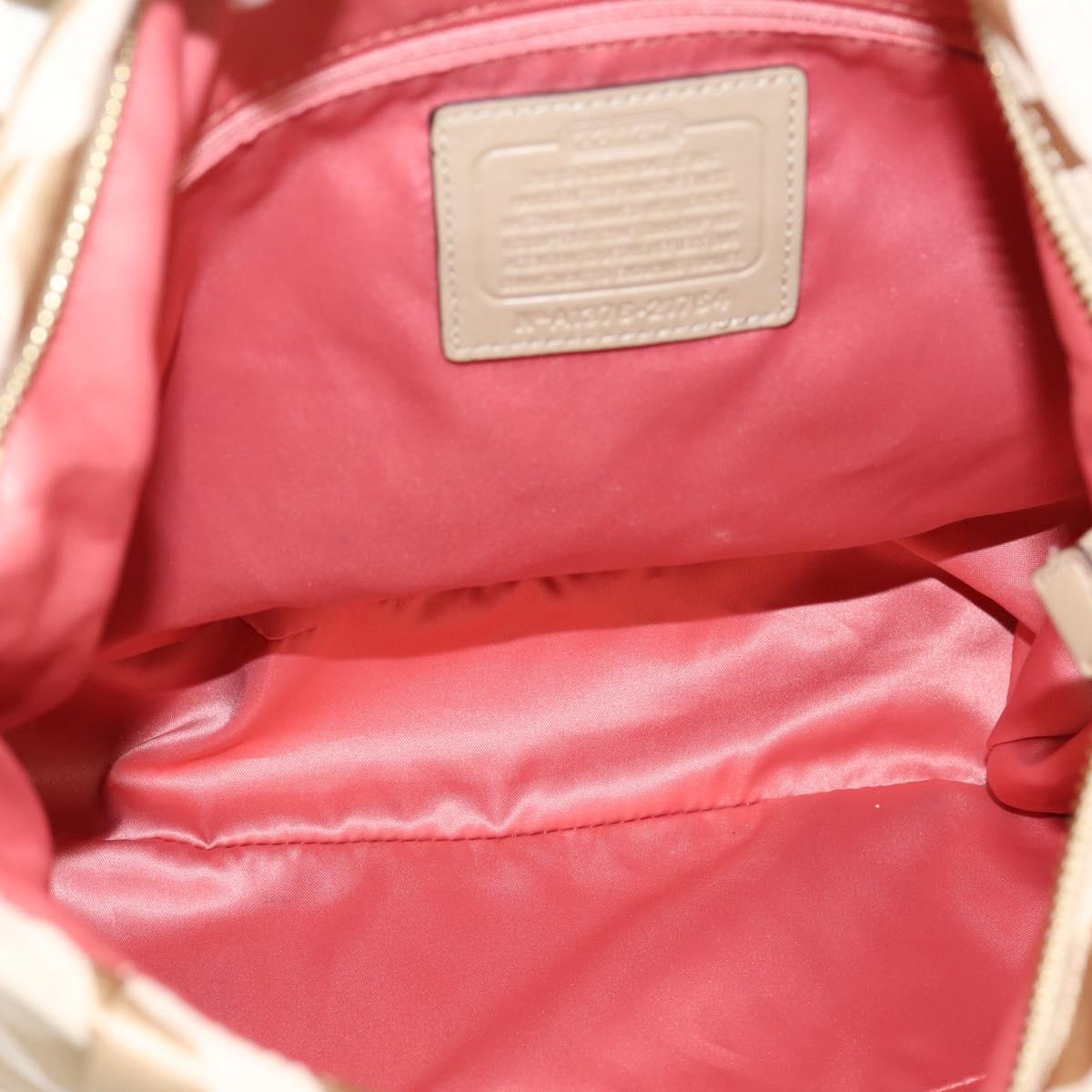Coach Shoulder Bag Nylon 2way Beige Gold Auth 202750A