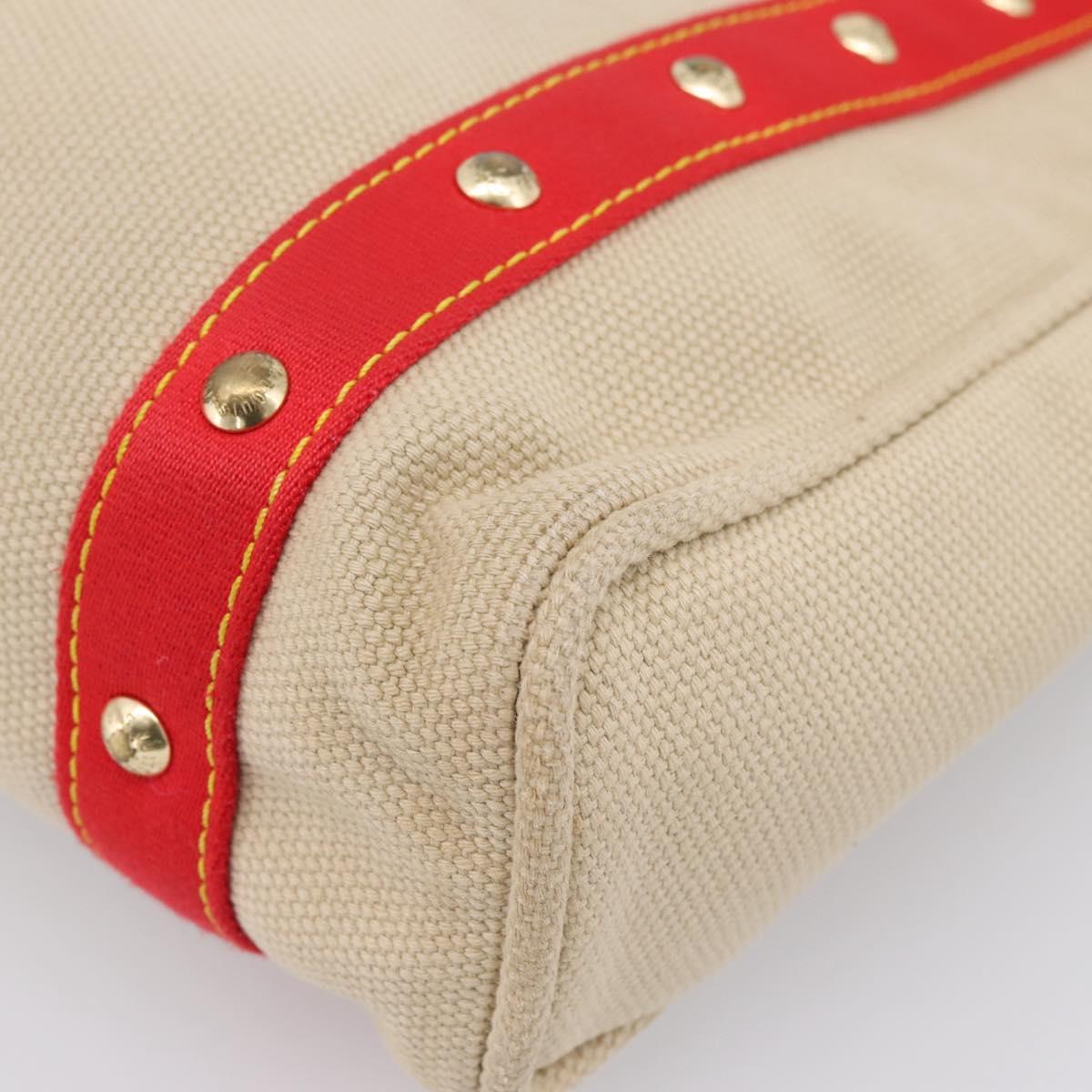 LOUIS VUITTON Antigua Cabas MM Tote Bag Beige Red M40035 LV Auth 202767