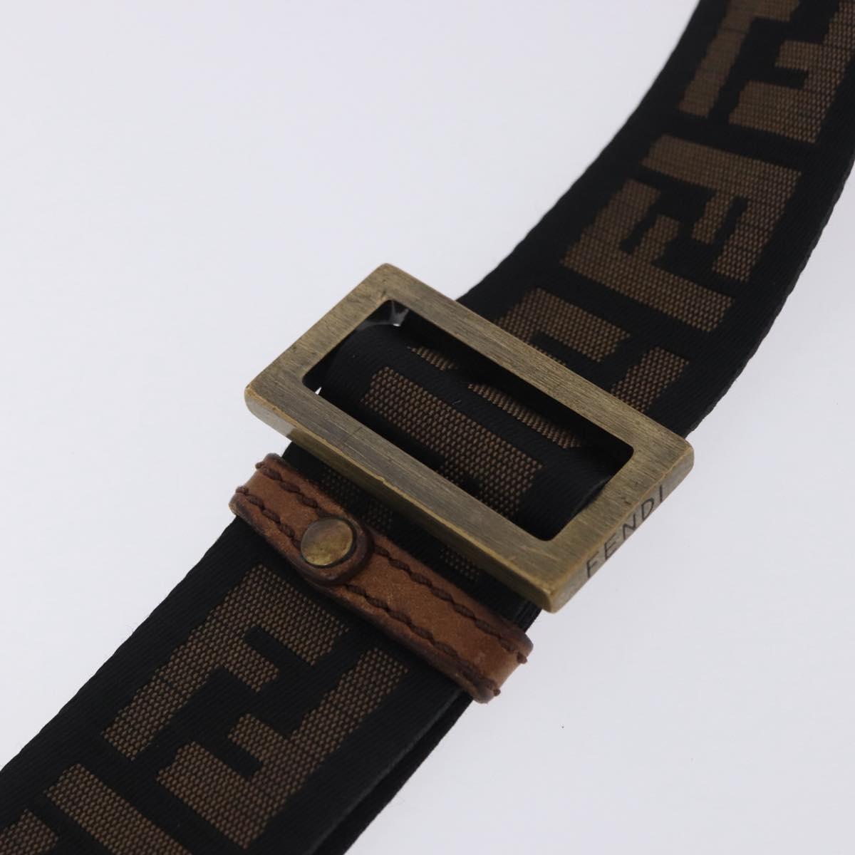 FENDI Zucca Canvas Shoulder Bag Brown Black Auth 202768