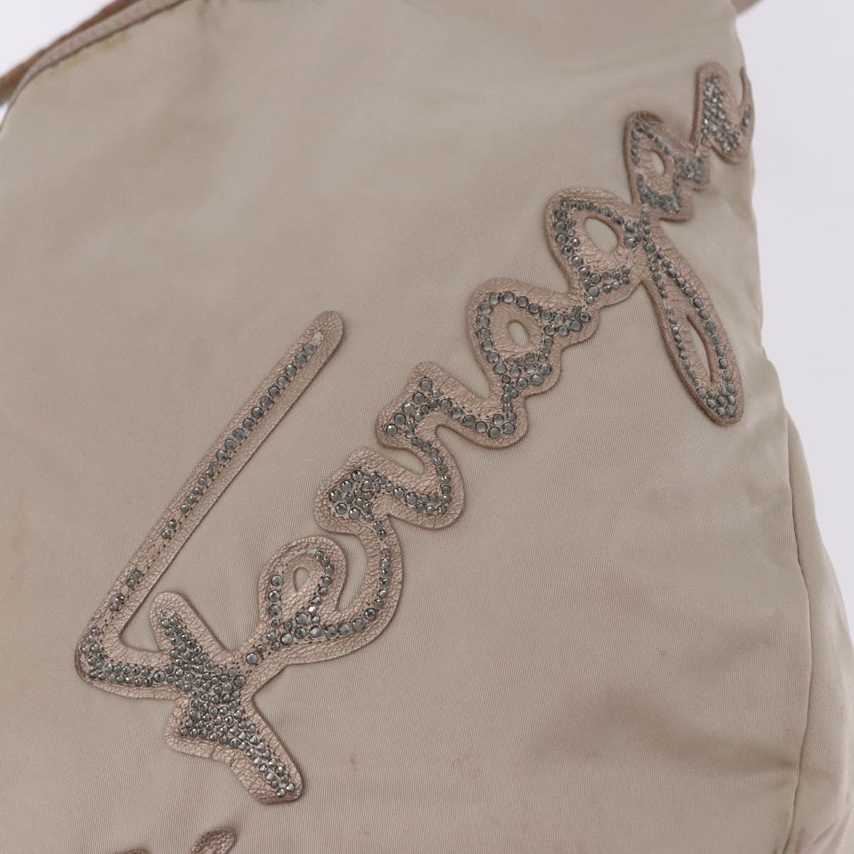 Salvatore Ferragamo Hand Bag Nylon 2way Beige Silver Auth 202769
