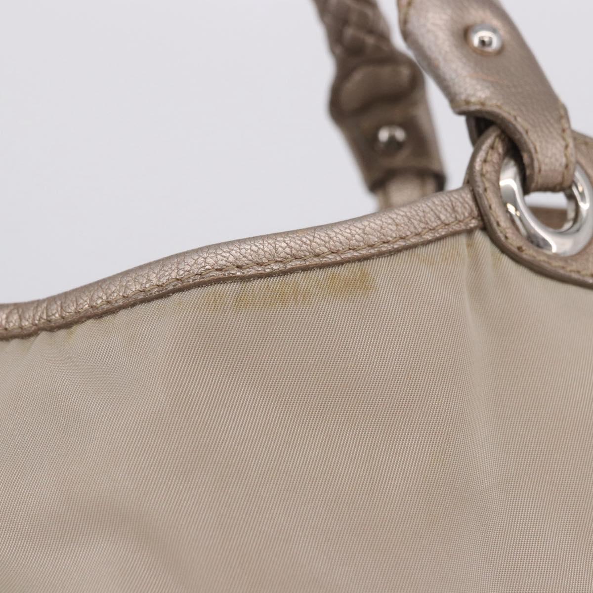 Salvatore Ferragamo Hand Bag Nylon 2way Beige Silver Auth 202769