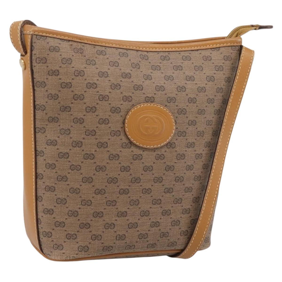 GUCCI Micro GG Supreme Shoulder Bag PVC Beige Gold Auth 202771
