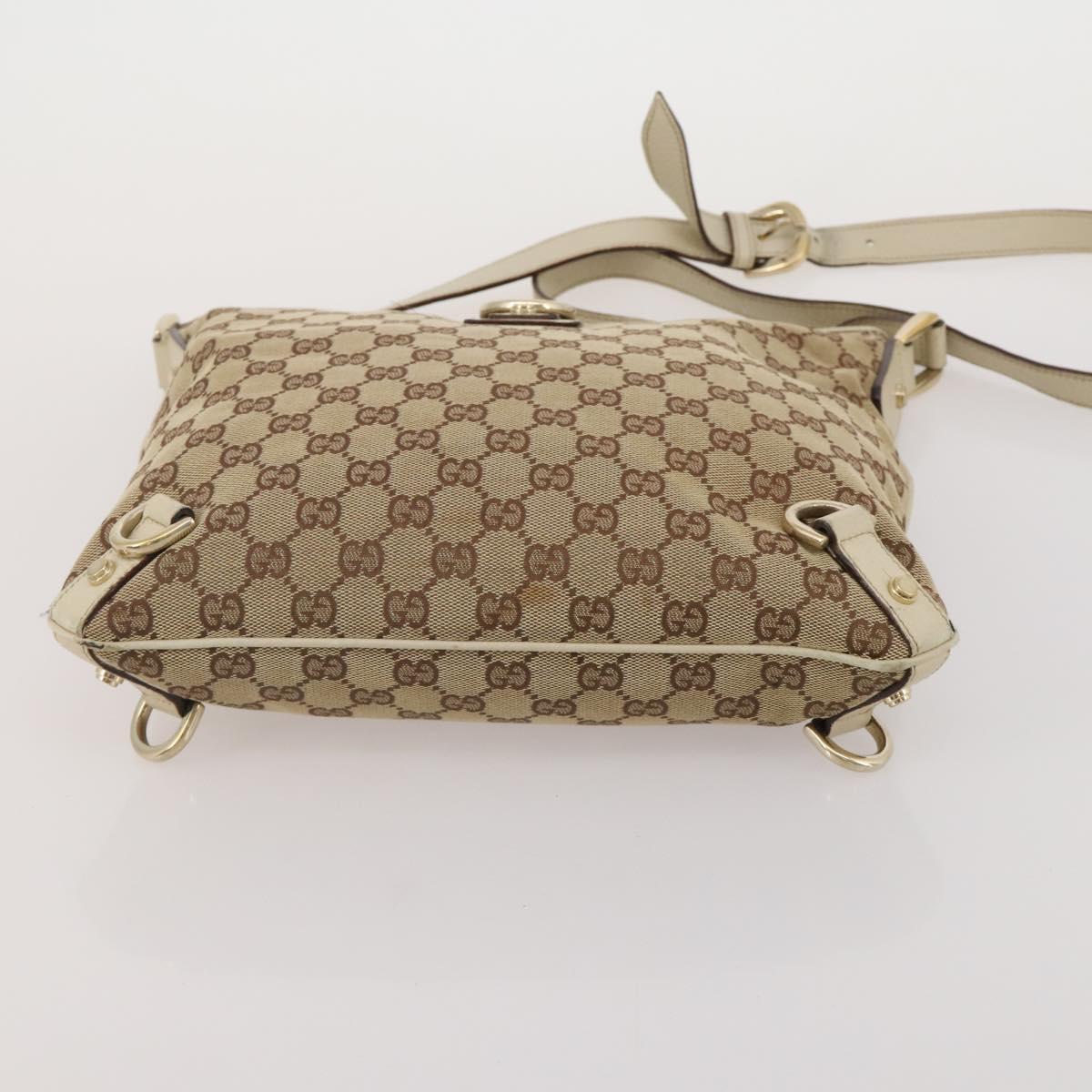 GUCCI GG Canvas Shoulder Bag Nylon 2 Set Beige Black Auth 202774