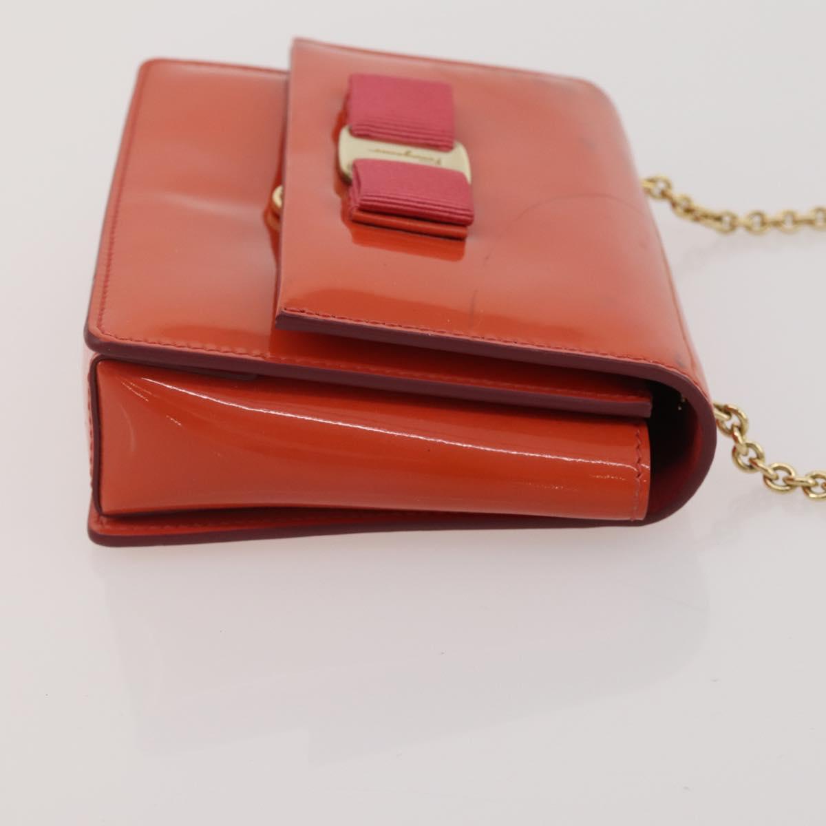 Salvatore Ferragamo Shoulder Bag Leather Canvas 3 Set Orange White Auth 202776