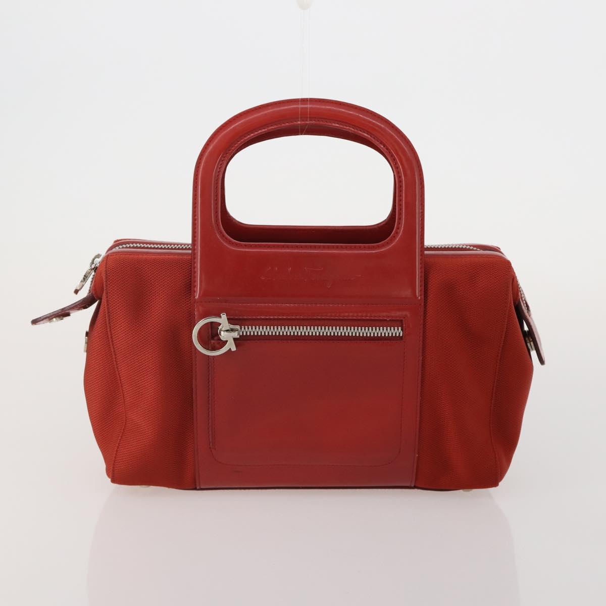 Salvatore Ferragamo Shoulder Bag Leather Canvas 3 Set Orange White Auth 202776