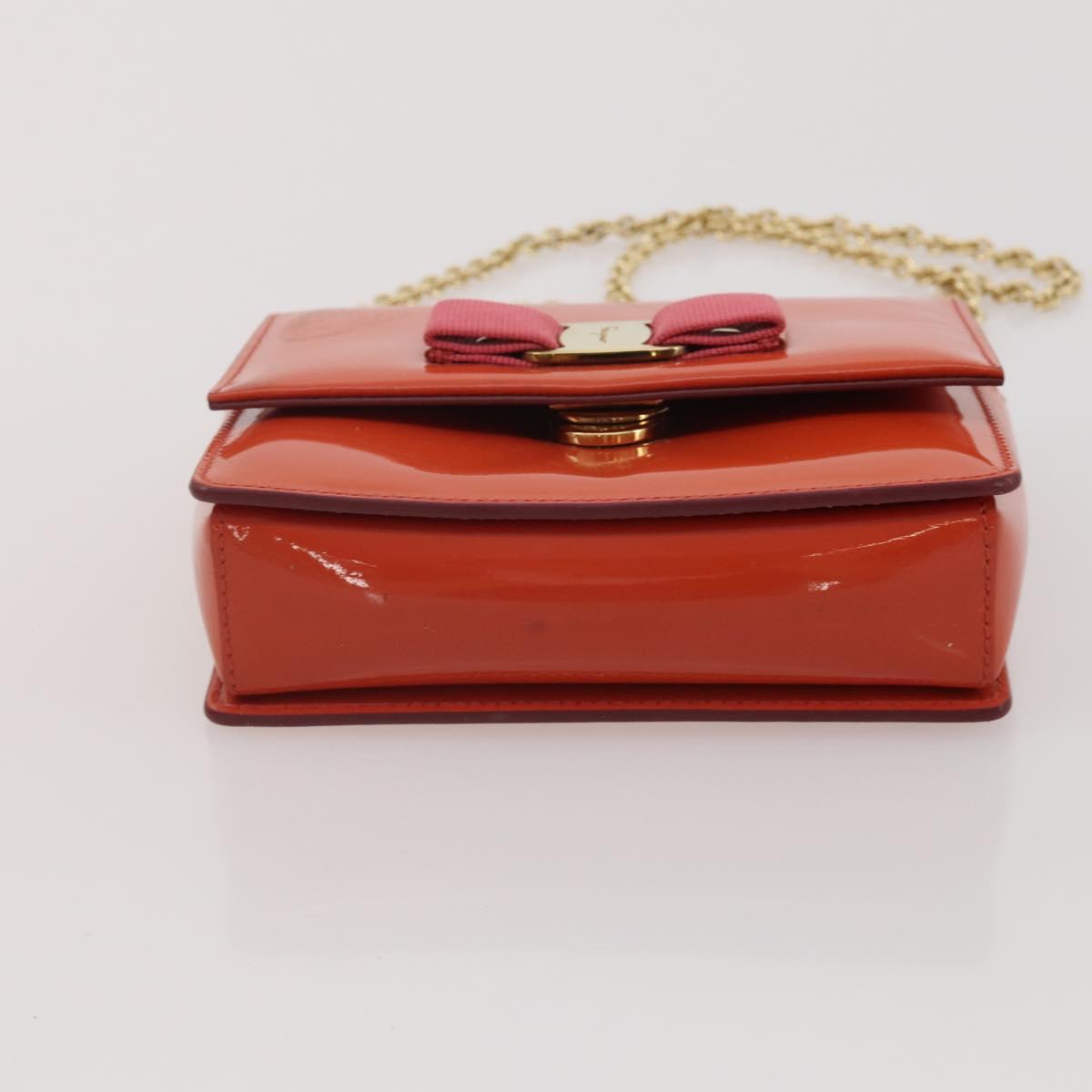 Salvatore Ferragamo Shoulder Bag Leather Canvas 3 Set Orange White Auth 202776
