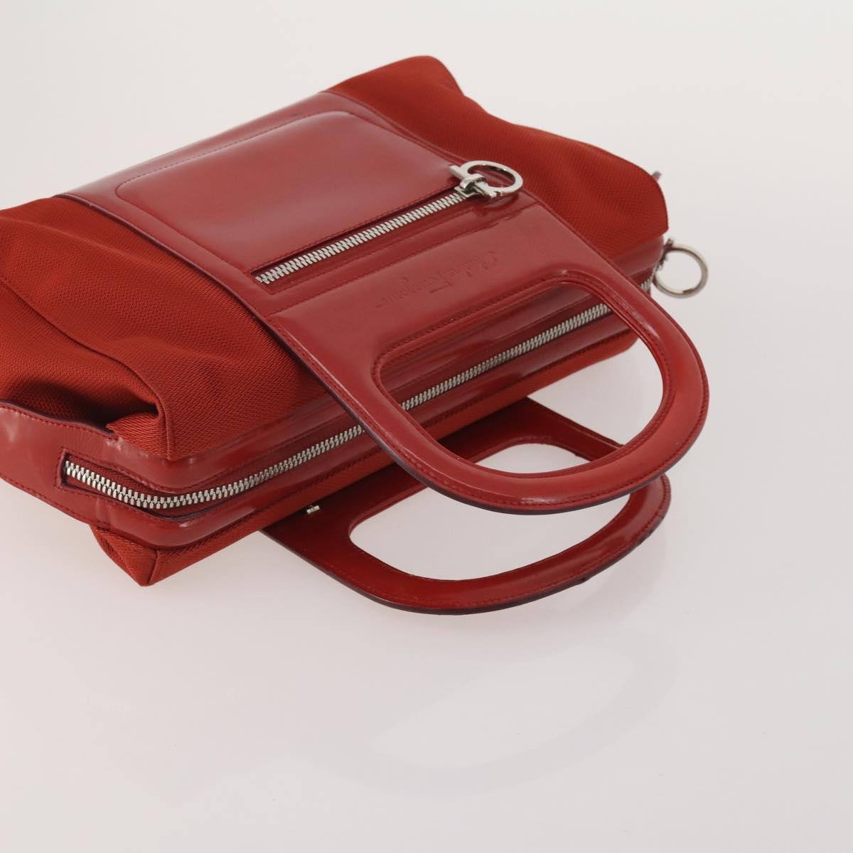 Salvatore Ferragamo Shoulder Bag Leather Canvas 3 Set Orange White Auth 202776