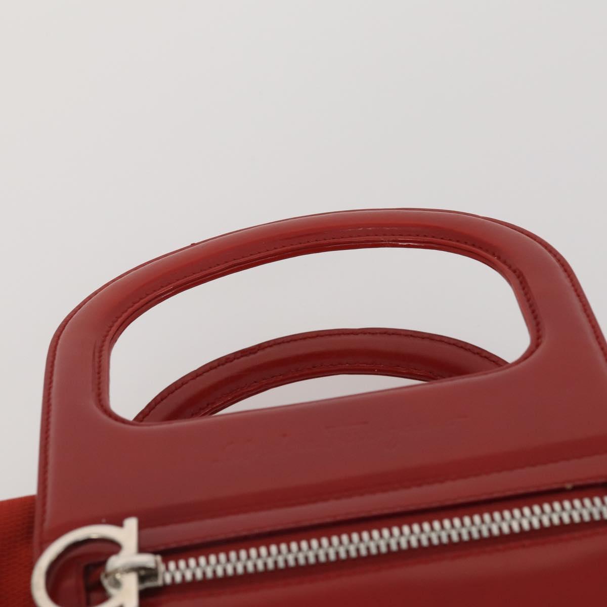 Salvatore Ferragamo Shoulder Bag Leather Canvas 3 Set Orange White Auth 202776