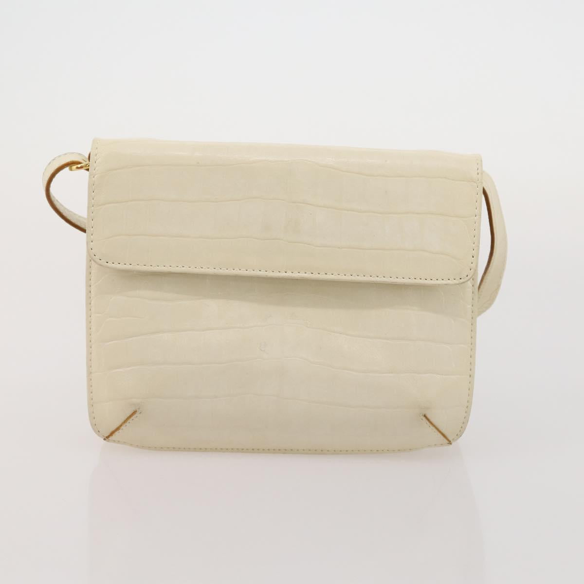 Salvatore Ferragamo Shoulder Bag Leather Canvas 3 Set Orange White Auth 202776