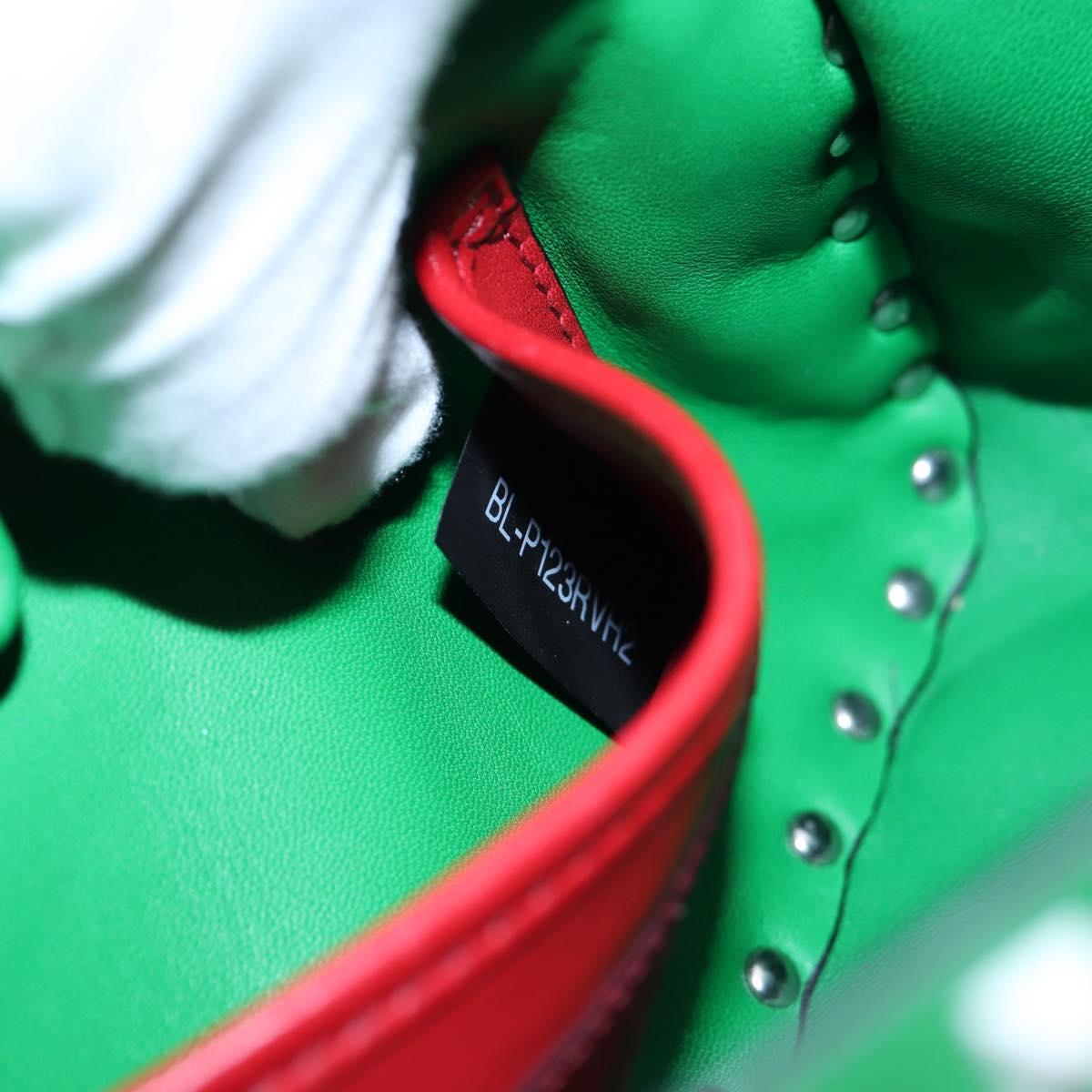 VALENTINO Rockstuds Chain Shoulder Bag Leather Green White Auth 202800V